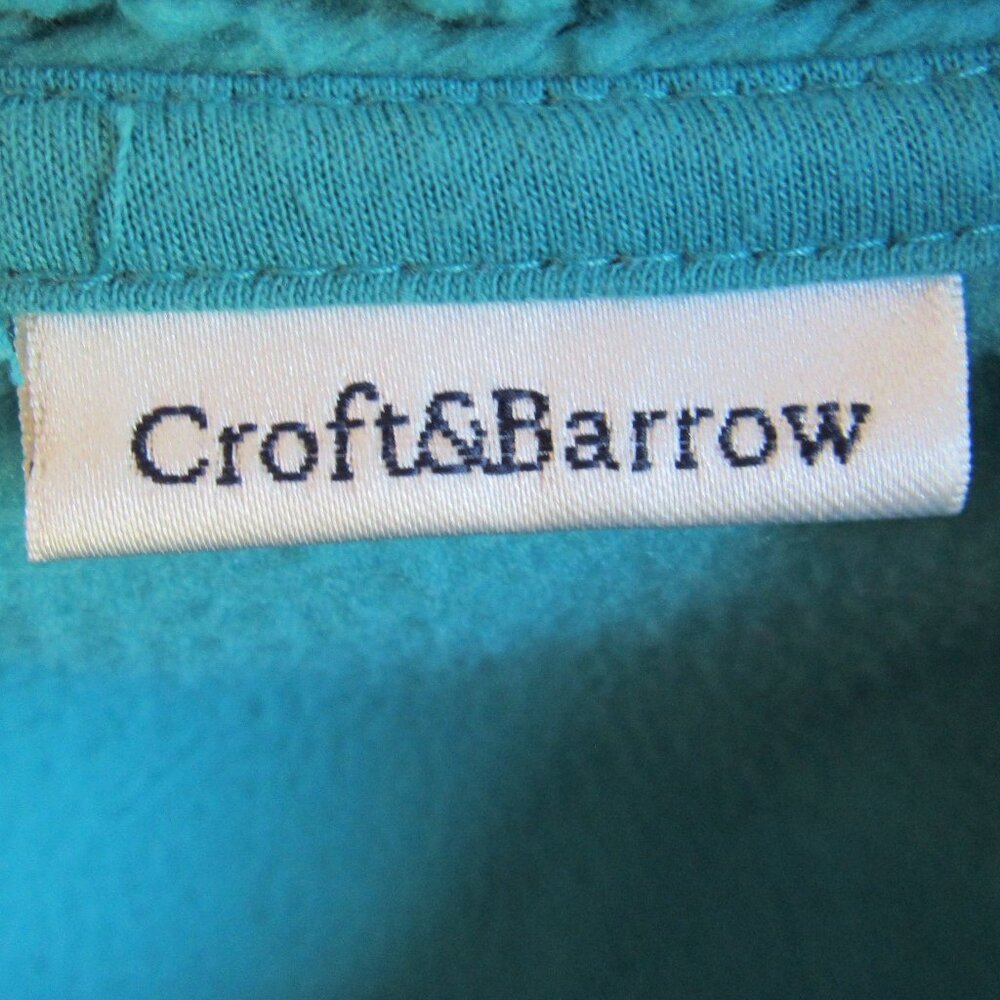 Croft & Barrow Turquoise Blue Full Zip Kangaroo Pocket Fleece Jacket Size PS - Picture 3 of 4